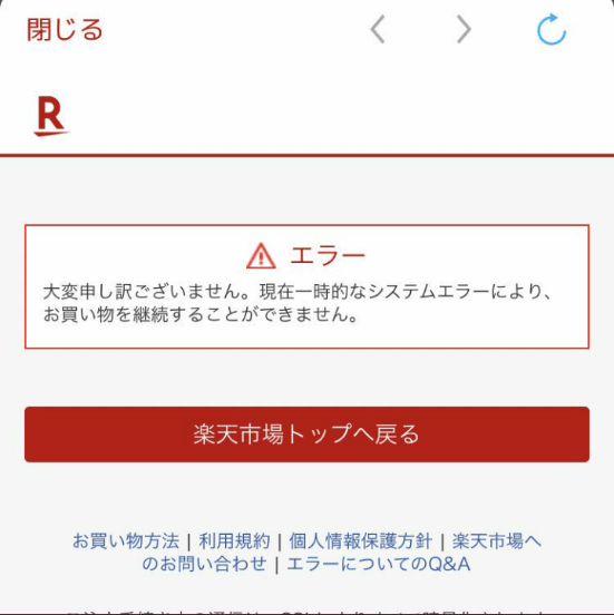 楽天市場でセール中にシステムエラー発生！！エラー詳細と対処法について徹底解説 Snsデイズ 3032